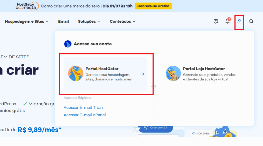 HostGator - AcessEmail_Passo1